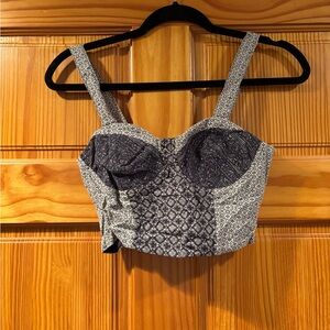 Chic Black and Gray Bustier Top